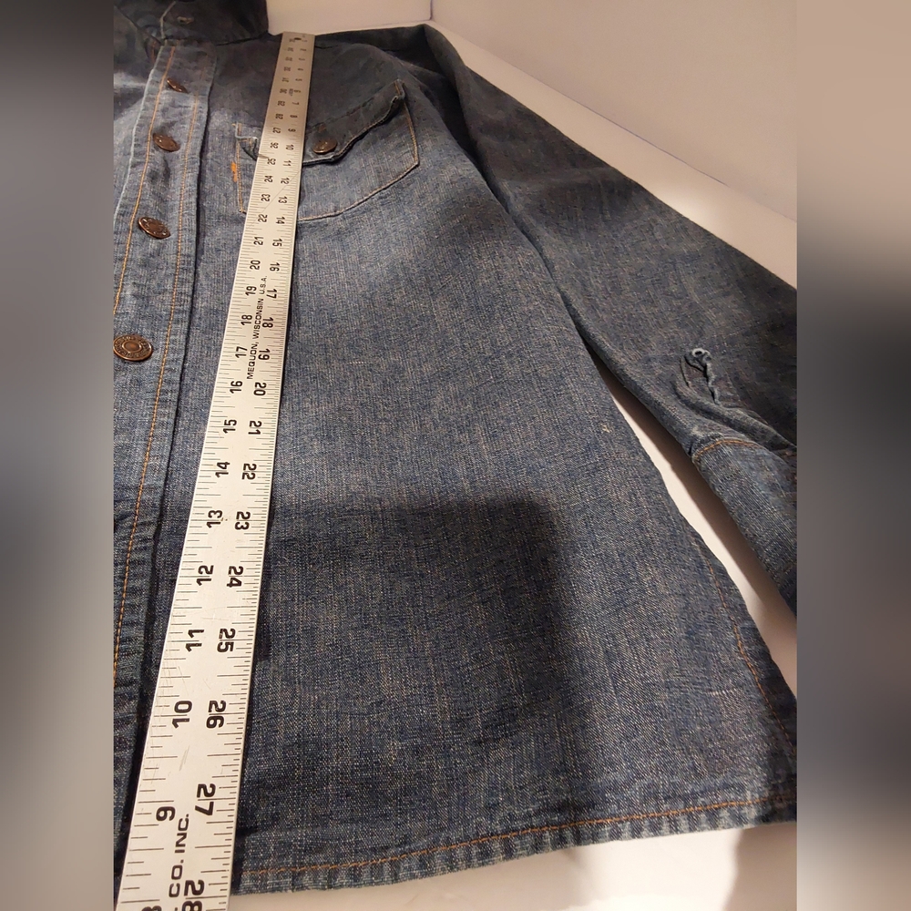 Vintage 1970s Levi’s Big E Denim Shirt Orange Tab Size M Made in USA - Picture 14 of 15